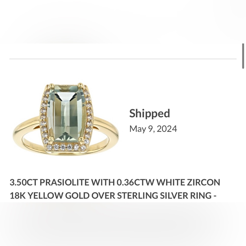 Gold Prasiolite and White Zircon Ring
